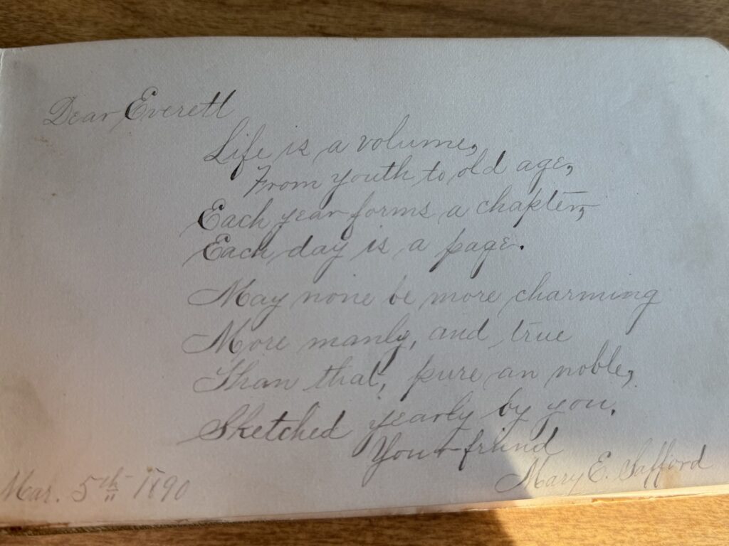 Vintage handwritten cursive poem on paper