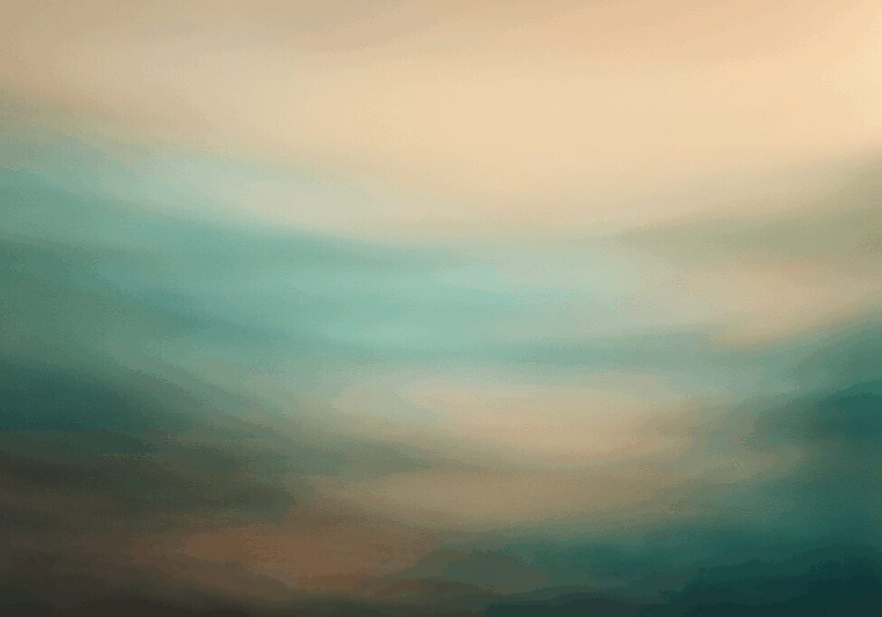 Abstract blurred teal and beige background.