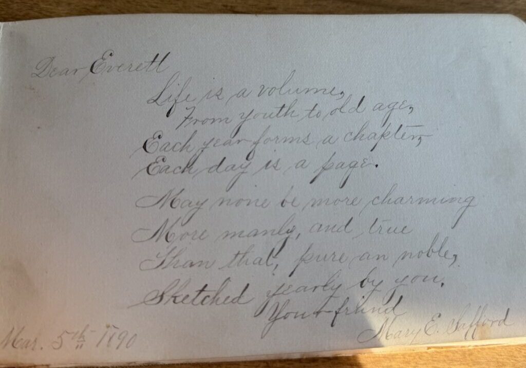 Vintage handwritten cursive poem on paper